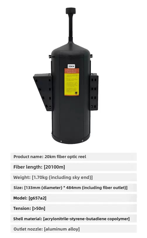 Drones equipados com bobinas de fibra óptica para alcances de 3 km, 5 km, 10 km, 15 km, 20 km, 30 km e 40 km.