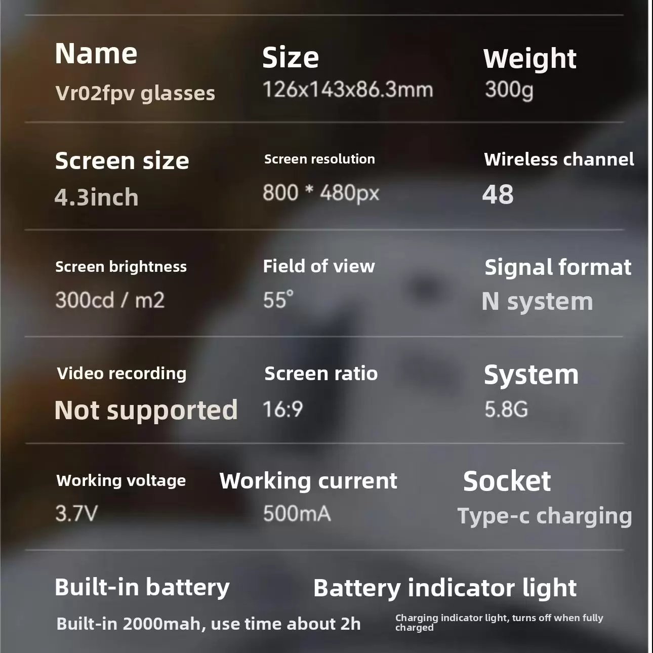 &Oacute;culos VR02 FPV